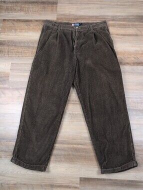 Vintage Chaps Ralph Lauren Corduroy Pants Mens 32x30 Brown Pleated Wide Wale 90s